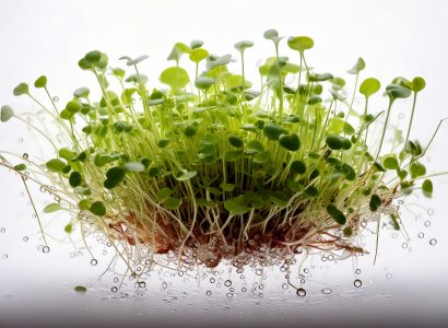 Firefly floating microgreens white background no shadow waterdrops 3535